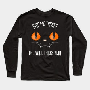 Halloween Funny Cat Meme Trick or Treat Long Sleeve T-Shirt